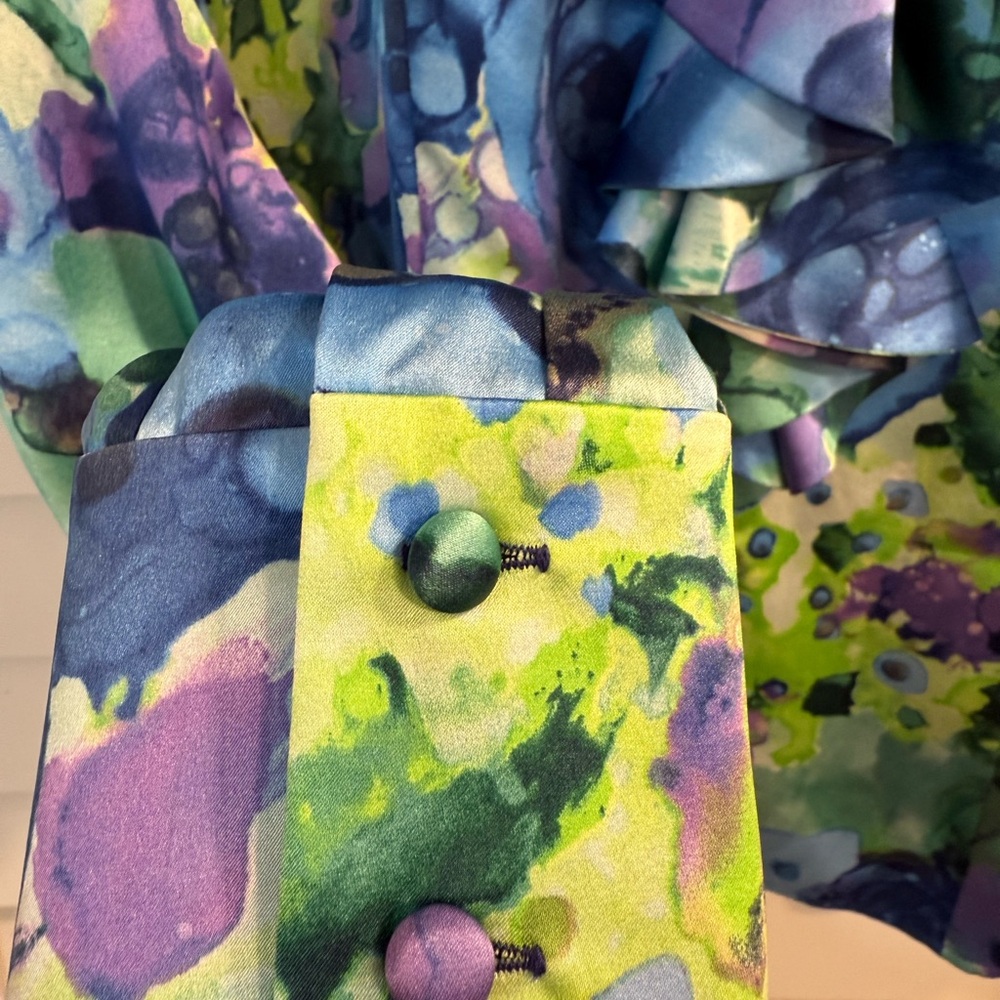 St. John Multicolor Floral silk Top - Picture 3 of 6